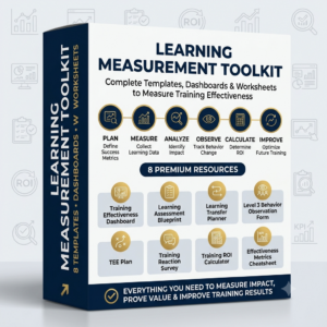 Learning Measurement Toolkit Training Evaluation Templates, Dashboard & ROI Calculator